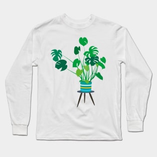 Groovy Cheese Plant in colour planter Long Sleeve T-Shirt